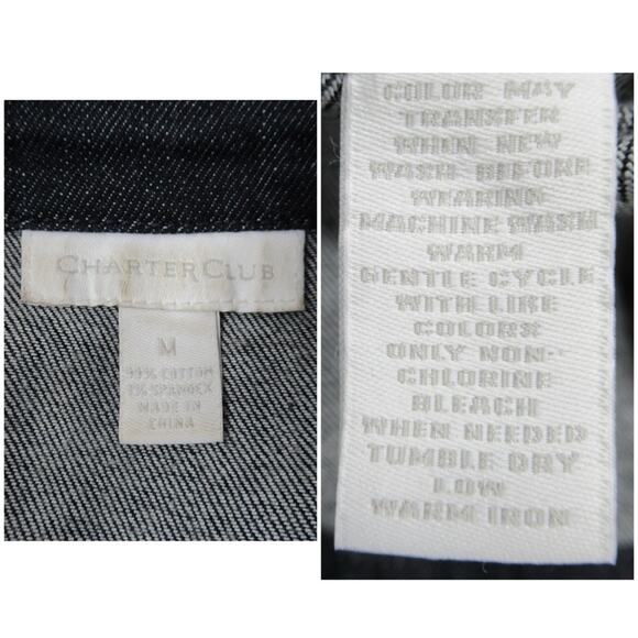 CHARTER CLUB Vintage Dark Wash Denim Jean Jacket Women’s Size Medium - Picture 3 of 12